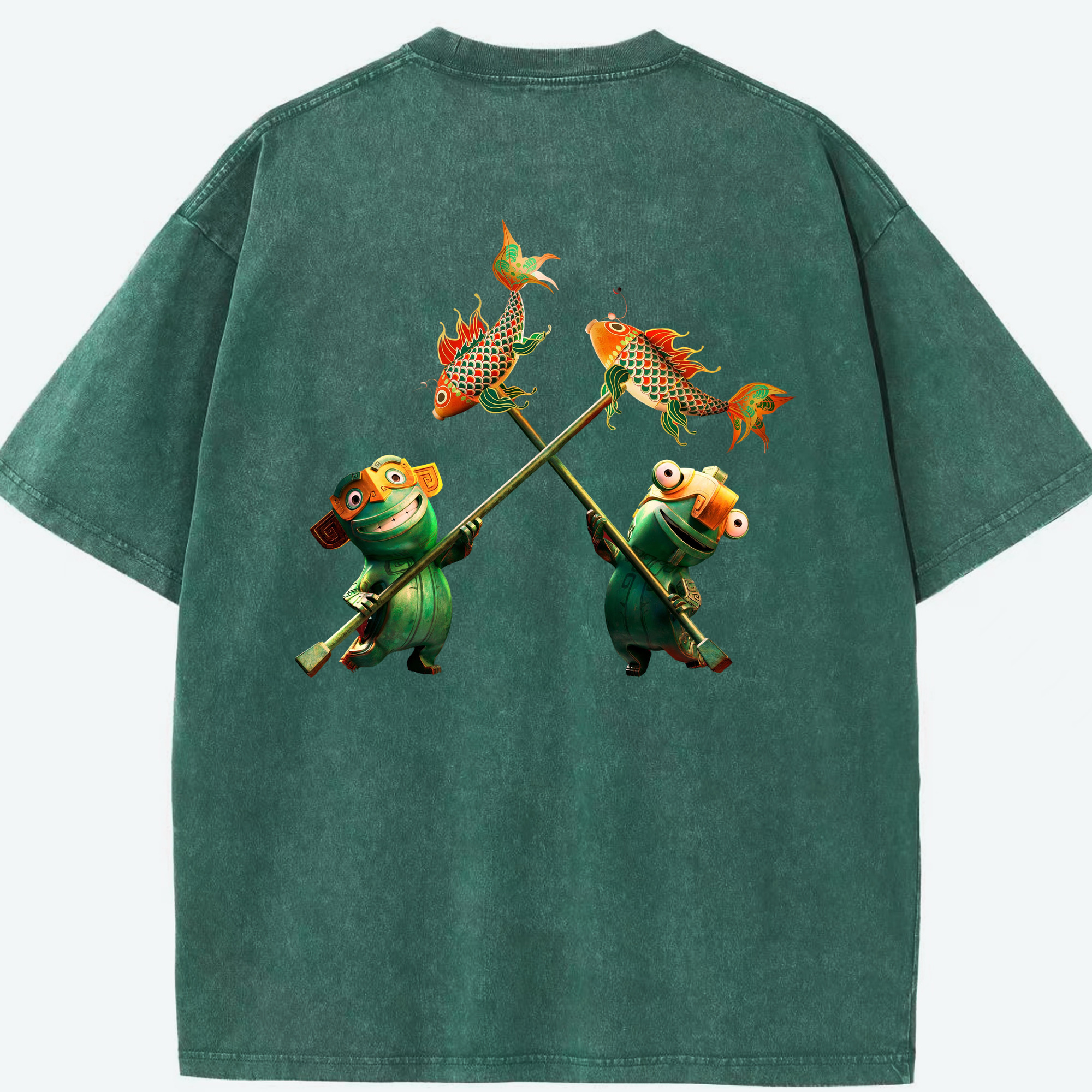 （画像用） Ne Zha 2 ナタ 魔童の大暴れ 綿100% ヴィンテージ風 半袖Tシャツ（背面プリント）